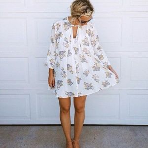 Free People Retro Swing Tunic Dress Floral White